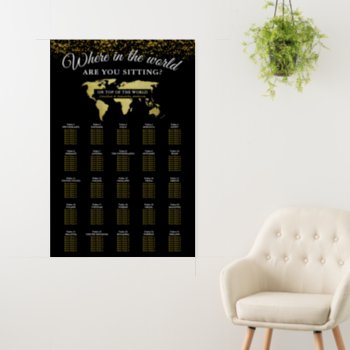 Black And Gold World Map Seating Chart Foam Board by daisylin712 at Zazzle