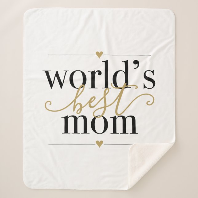 Black and Gold Worlds Best Mom Elegant  Sherpa Blanket (Front)