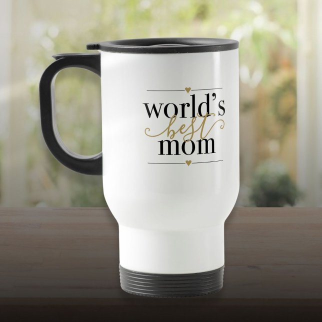 Black and Gold Worlds Best Mom Elegant Travel Mug (Black and Gold Worlds Best Mom Elegant Travel Mug)
