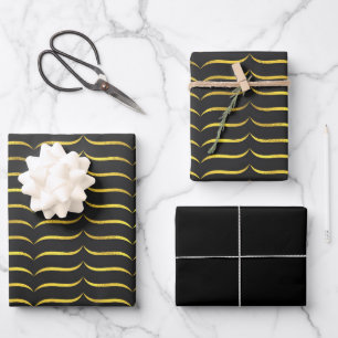 Black and Gold Wrapping Paper Sheets