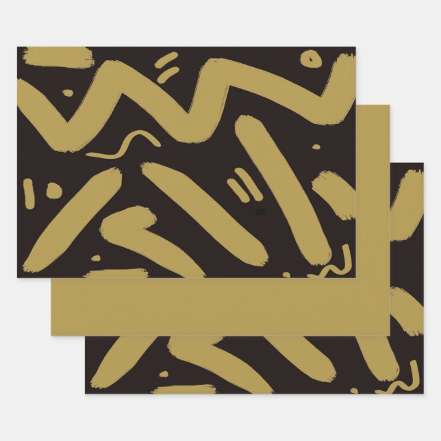 Black and Gold  Wrapping Paper Sheets (Set)