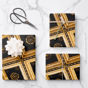 Black and Gold Wrapping Paper Sheets