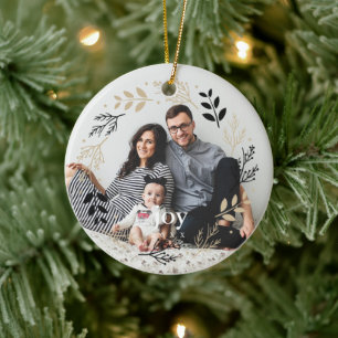 Black and Gold Wreath Christmas Ornament