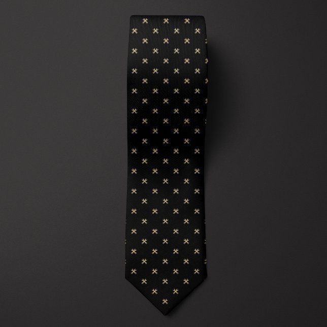 Black and Gold Wrench Pattern Neck Tie (Creator Uploaded)