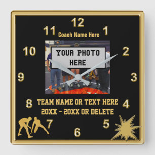 Black and Gold Wrestling Clocks Your Photo, Text