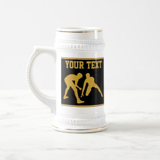Black and Gold Wrestling Mugs with 3 Text Boxes