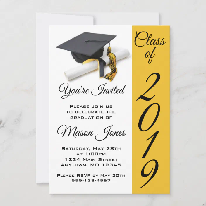 10 Graduation Invitations 2019 High School College Invitations Gold White Black 