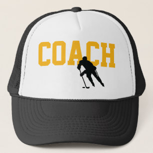 Black and Gold Yellow Hockey Coach Trucker Hat