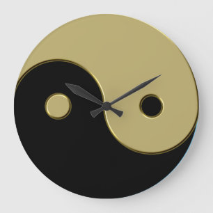 black and gold yin yang large clock