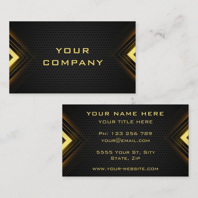 Black and Gold Your Own Design Business Card (Front/Back)