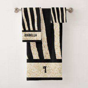 Black and Gold Zebra Print Towel