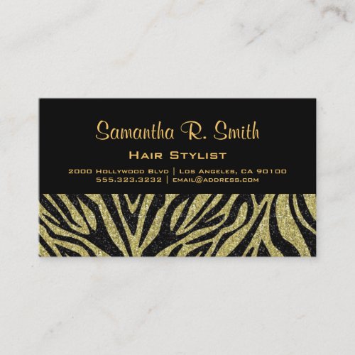 Black and Gold Zebra Professional Business Card