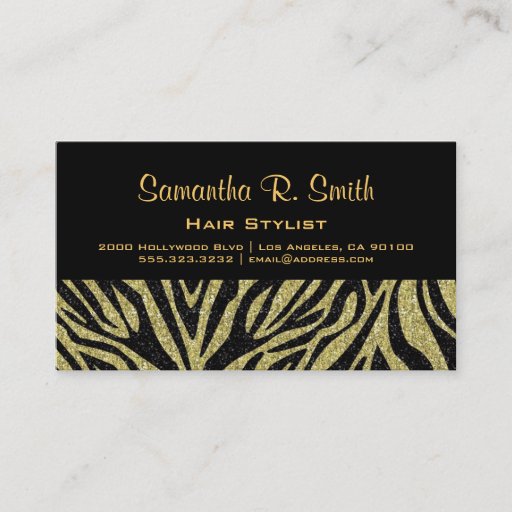 Customizable Black and Gold Zebra Professional Business Card