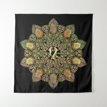 Black And Gold Zodiac Sign Leo Mandala Tapestry by UROCKSymbology at Zazzle