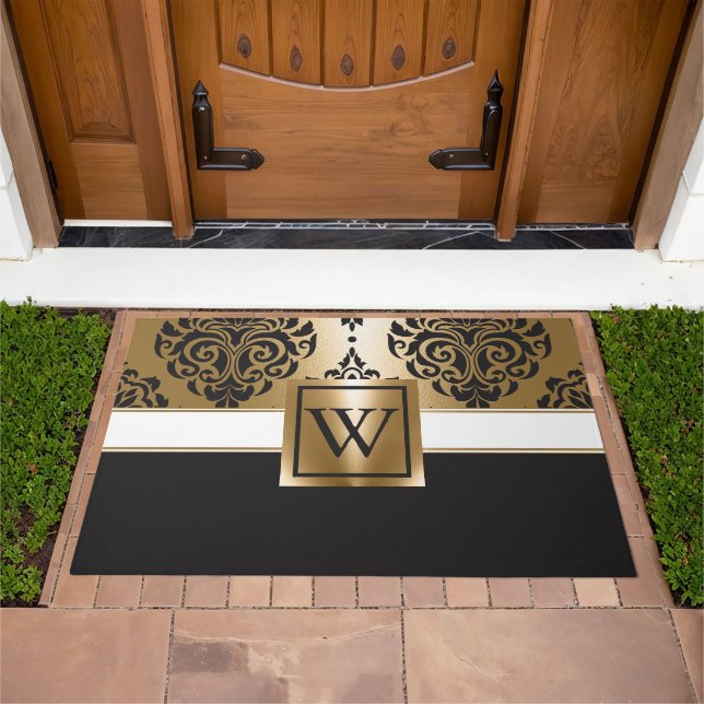 Black and Golden Arabesc Doormat (Outdoor)