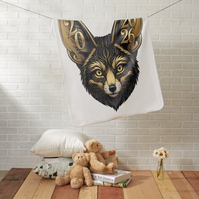 Black and golden art aesthetics year 2026 baby blanket (In Situ)