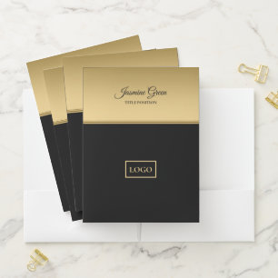 Black And Golden Background Pocket Folder