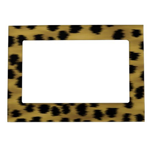 Black and Golden Brown Cheetah Print Pattern Magnetic Frame