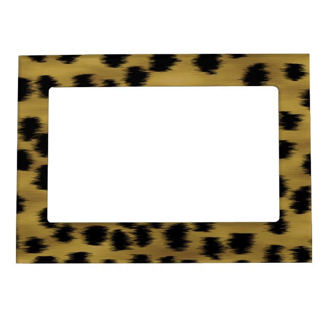 Black and Golden Brown Cheetah Print Pattern. Magnetic Frame (Front)