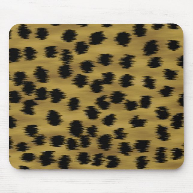 Black and Golden Brown Cheetah Print Pattern. Mouse Pad (Front)