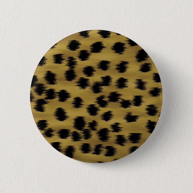 Black and Golden Brown Cheetah Print Pattern. Pinback Button (Front)