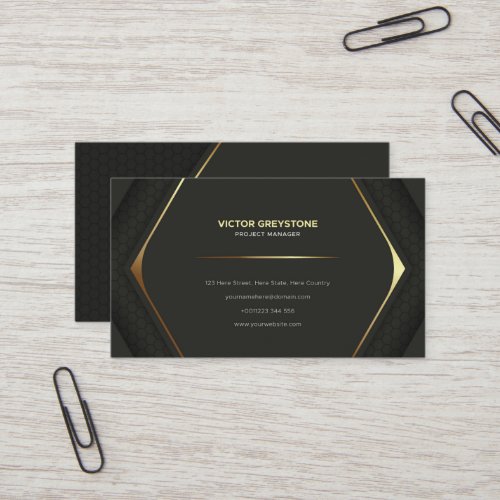 Black and golden business card with logo