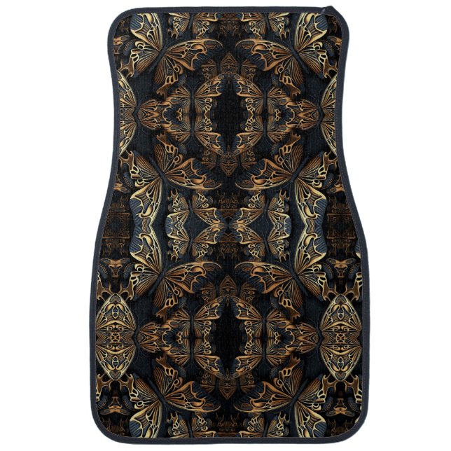 Black and Golden Butterfly Seamless Pattren Car Floor Mat (Front)