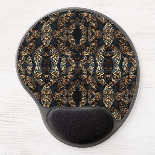 Black and Golden Butterfly Seamless Pattren Gel Mouse Pad (Front)