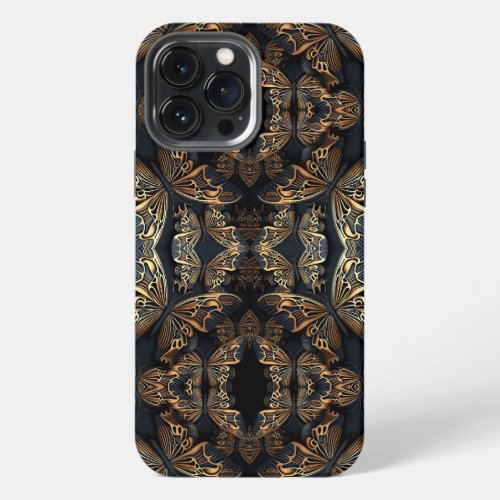 Black and Golden Butterfly Seamless Pattren iPhone 13 Pro Max Case