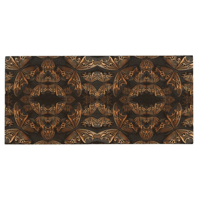 Black and Golden Butterfly Seamless Pattren Wood Flash Drive (Back)