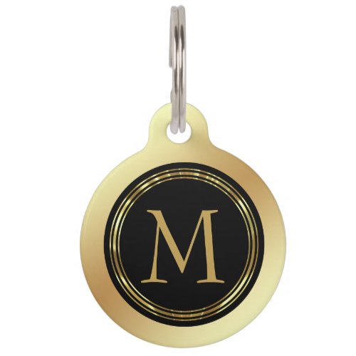 Black And Golden Circles Pet ID Tag