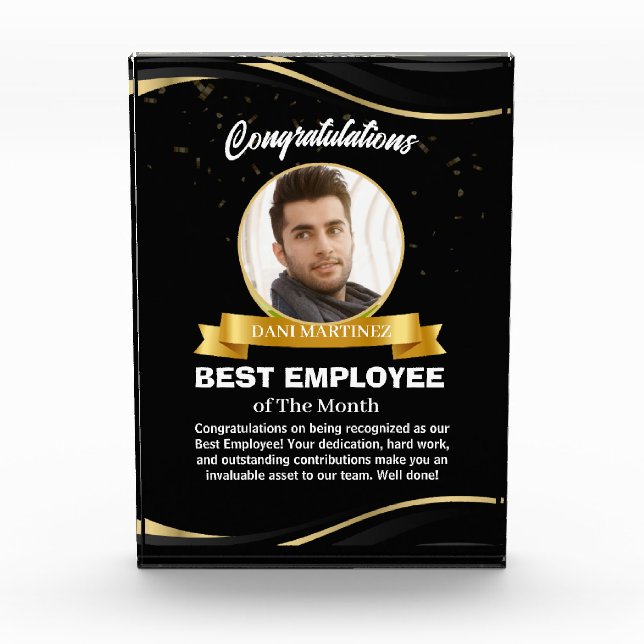Black and Golden Design Employee of the Month Acrylic Award (Front)