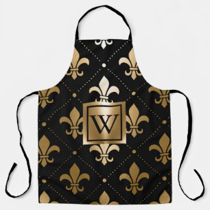 Black and Golden Fleur-de-lis Apron