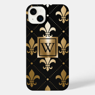 Black and Golden Fleur-de-lis iPhone 14 Plus Case