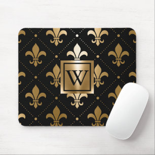 Black and Golden Fleur-de-lis Mouse Pad