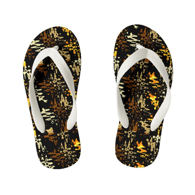 Black and Golden Flip Flops (Footbed)