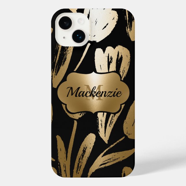 Black and Golden Flowers  iPhone Case (Back)