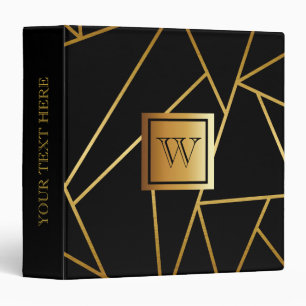 Black and Golden Geometric 3 Ring Binder