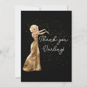 Black and golden Hollywood glam Thank You Card