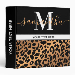Black and Golden Leopard Print 3 Ring Binder