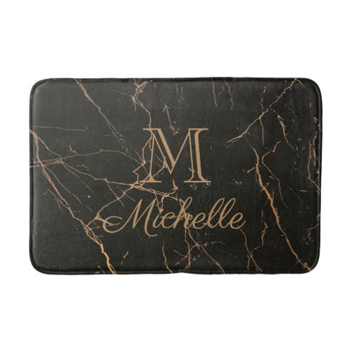 Black and Golden Marble Bath Mat