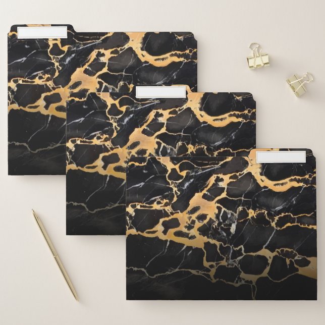 Black and Golden Marble File Folder (Set)