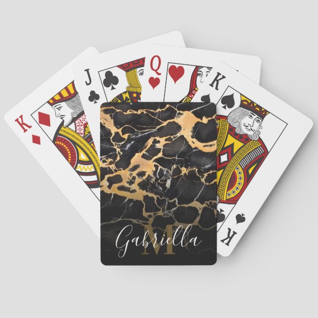 Black and Golden Marble Poker Cards (Back)