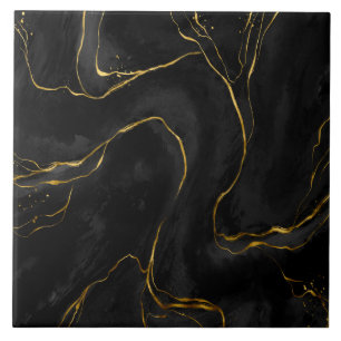 Black and golden marble texture ceramic tile