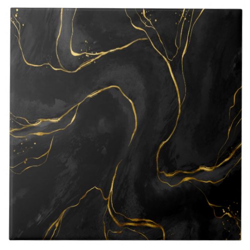 Black and golden marble texture ceramic tile