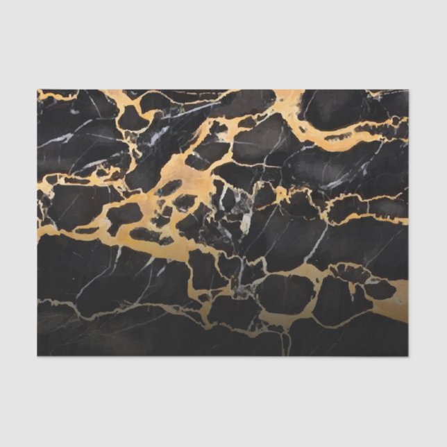 Black and Golden Marble Tissue Paper (Front)