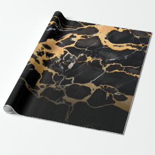 Black and Golden Marble Wrapping Paper