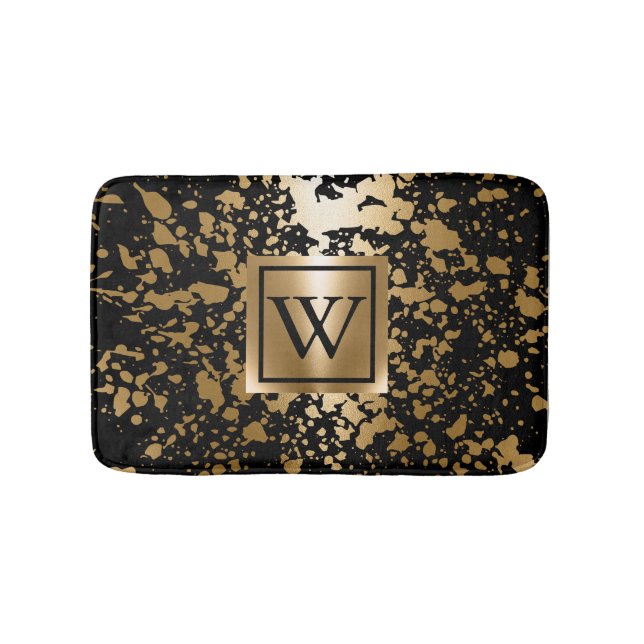 Black and Golden Metallic Brush Bath Mat (Front)