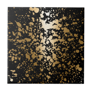 Black and Golden Metallic Brush Ceramic Tile