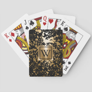 Black and Golden Metallic Brush Poker Cards